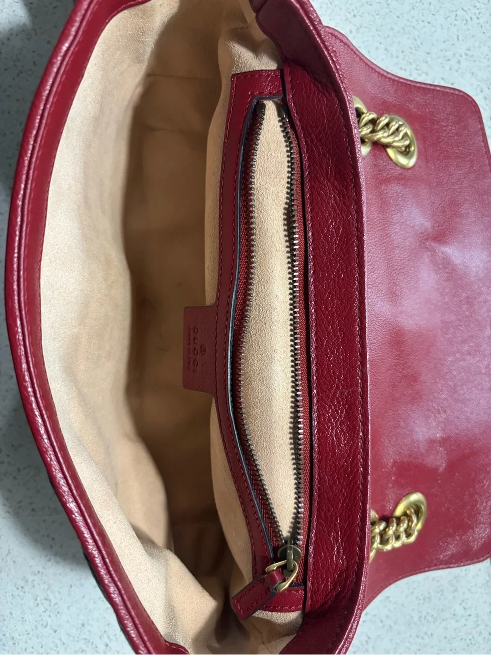 Gucci Marmont Quilted Leather Shoulder Bag size Small - Black with Red Trim